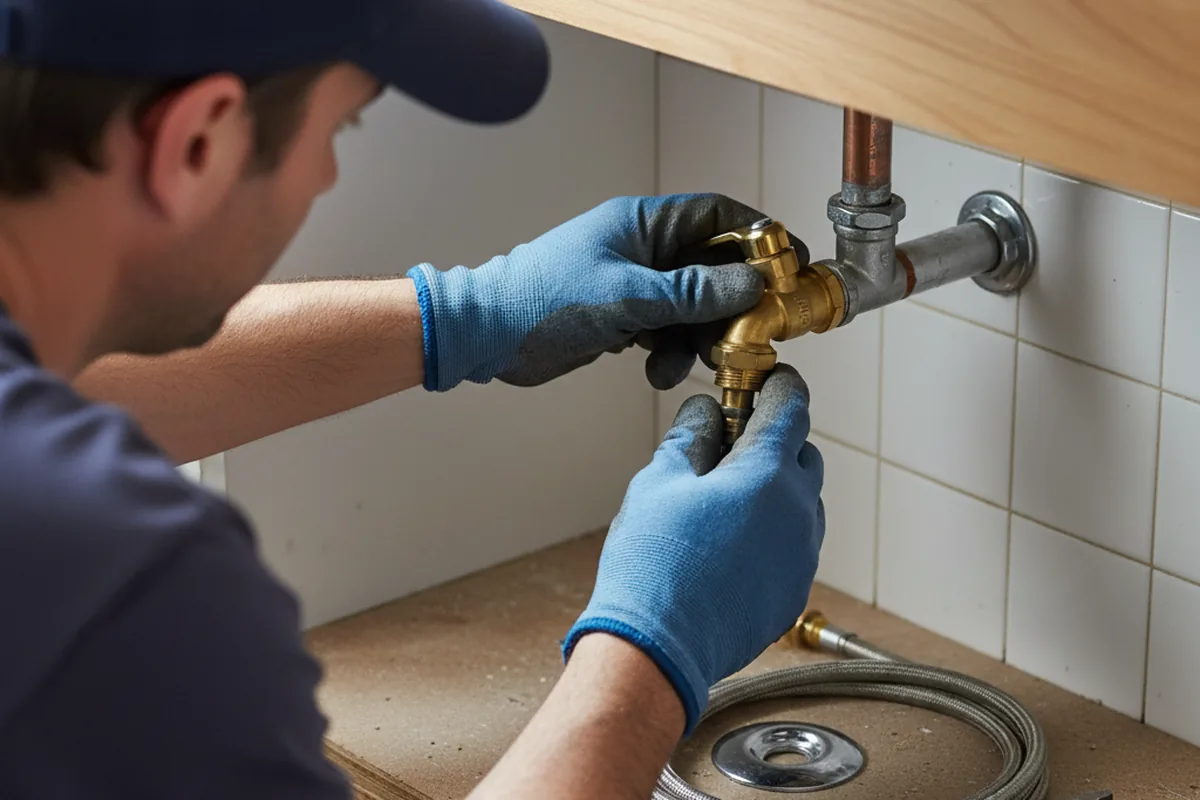 Shutoff valve and fitting work during Faucet and Fixture Repair in Noble